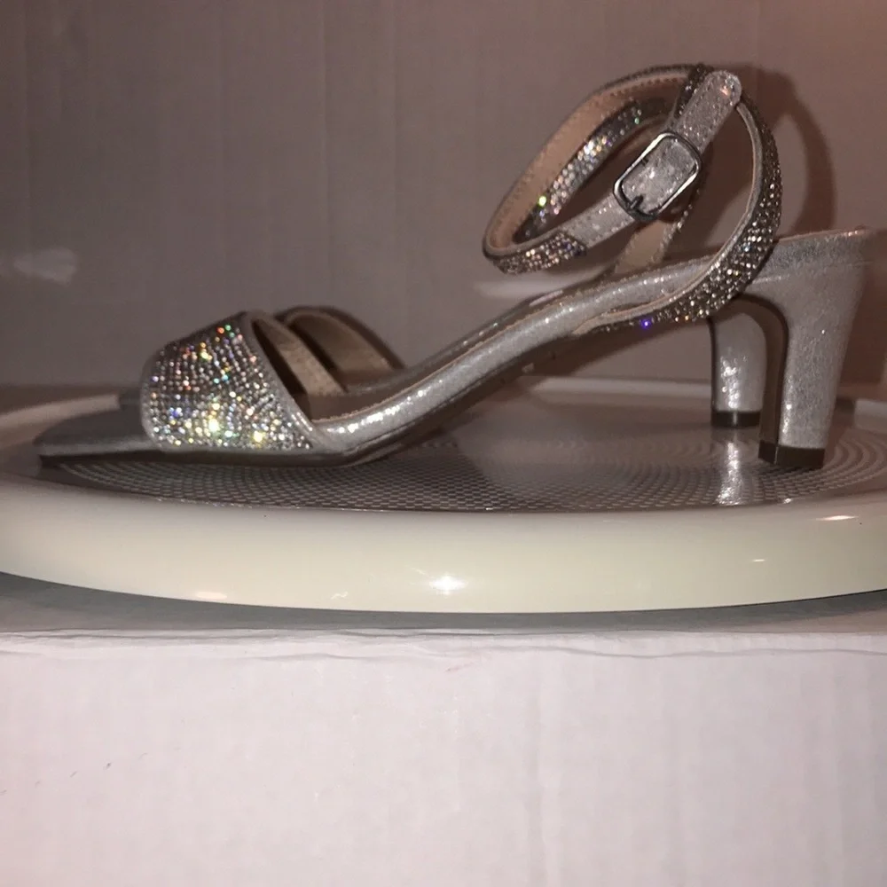 Steve Madden Silver Rhinestone Ankle-Strap Dress Sandal